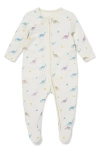 MORI CLEVER ZIP DINO PRINT FITTED ONE-PIECE FOOTIE PAJAMAS