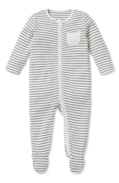 Mori Kids'  Clever Zip Safari Fitted One-piece Pajamas In White