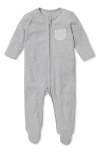 Mori Kids'  Clever Zip Footie In Gray