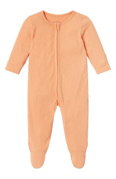 Mori Babies'  Clever Zip Footie In Orange