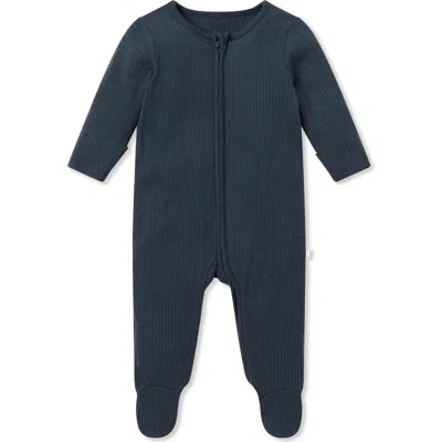 Mori Kids'  Clever Zip Footie In Blue