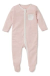 Mori Babies' Clever Zip Footie In Blush Stripe