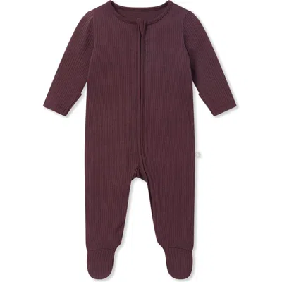 Mori Kids'  Clever Zip Footie In Burgundy