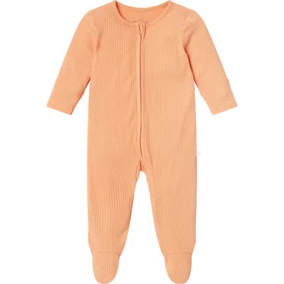 Mori Kids'  Clever Zip Footie In Orange