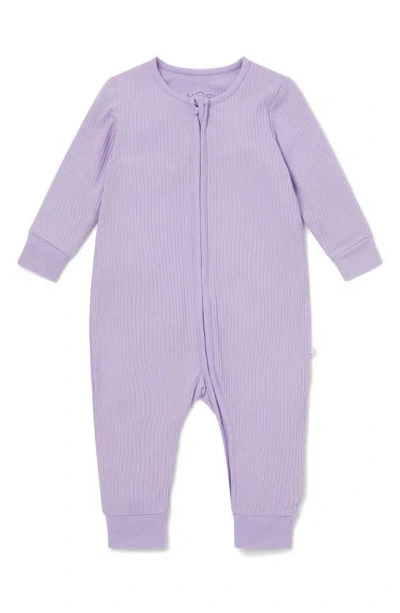 Mori Babies' Clever Zip Footie In Purple