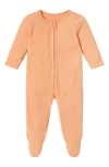 Mori Kids' Clever Zip Footie In Ribbed Orange