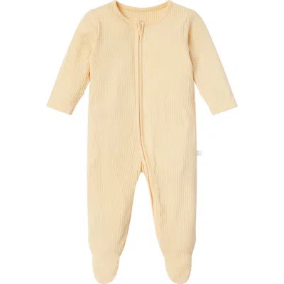 Mori Babies'  Clever Zip Footie In Yellow