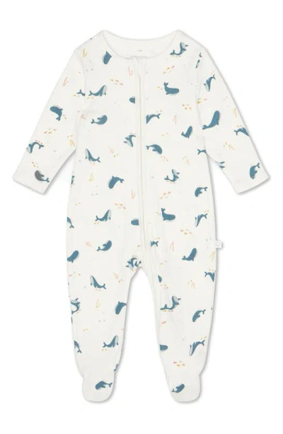 Mori Babies' Clever Zip Ocean Print Fitted One-piece Footed Pajamas
