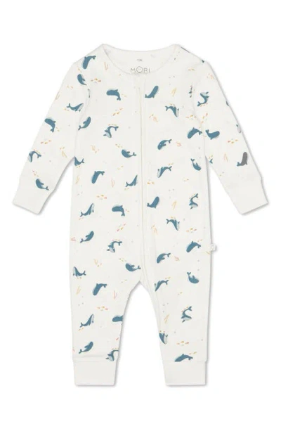 Mori Babies' Clever Zip Ocean Print Fitted One-piece Pyjamas