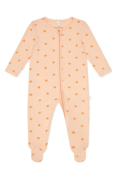 Mori Babies' Clever Zip Scallop Print Fitted One-piece Footed Pyjamas