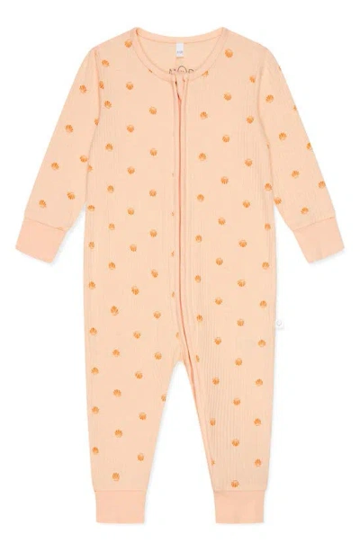 Mori Babies' Clever Zip Scallop Print Fitted One-piece Pyjamas