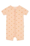 MORI CLEVER ZIP SCALLOP PRINT FITTED ONE-PIECE SHORT PAJAMAS