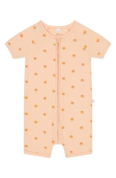 Mori Babies' Clever Zip Scallop Print Fitted One-piece Short Pajamas