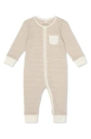 Mori Unisex Striped Clever Zip Romper - Baby In Oatmeal Stripe