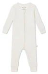 Mori Clever Zip Waffle Fitted One-piece Pajamas In Ecru