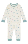 Mori Dino Print Two-piece Fitted Pajamas In Dino Print