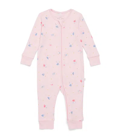 Mori Kids'  Enchanted Bunny Print Clever Playsuit In Pink