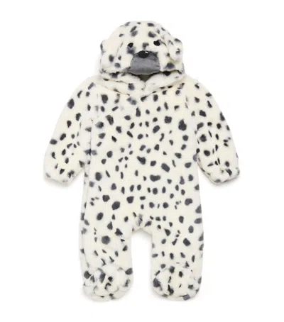 Mori Kids' Faux-fur Dalmatian Print All-in-one In Blue