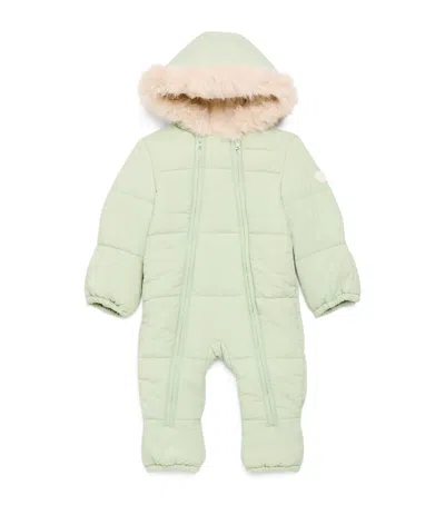 Mori Kids' Faux Fur-trim Padded Snowsuit In Green