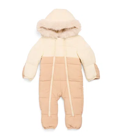 Mori Kids' Faux Fur-trim Padded Snowsuit In Neutral