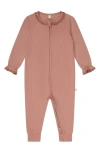 Mori Babies'  Fitted Rib Romper In Rose Frill