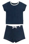Mori Babies'  Fitted Two-piece Rib Short Pajamas In Navy