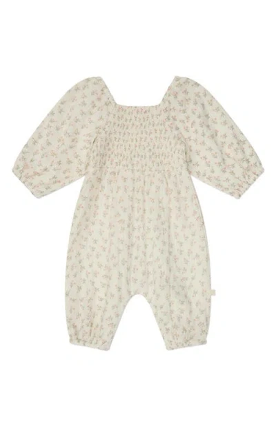 Mori Babies'  Floral Smocked Organic Cotton Gauze Romper In Grass Floral