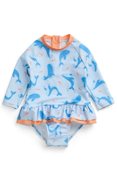 Mori Babies'  Frill Long Sleeve Swimsuit In Blue
