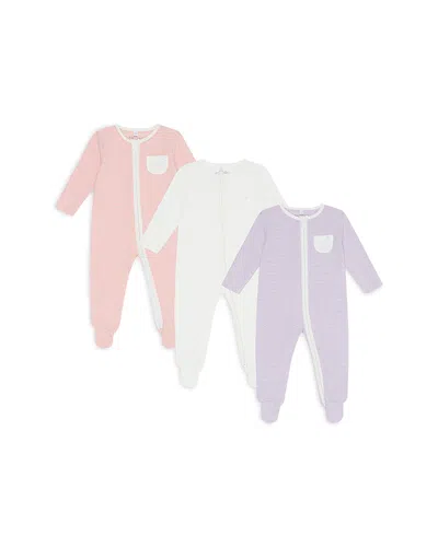 Mori Girls' Clever Zip Baby Pajamas, 3 Pack - Baby In Pink / Lilac
