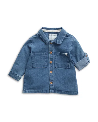 Mori Girls' Cotton Blend Long Sleeved Denim Top - Baby In Blue