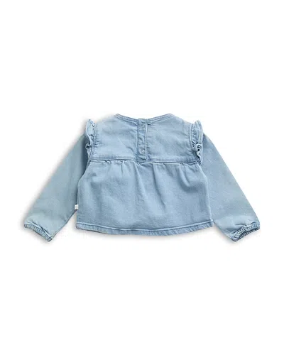 Mori Girls' Frilled Long Sleeved Denim Top - Baby In Light Wash