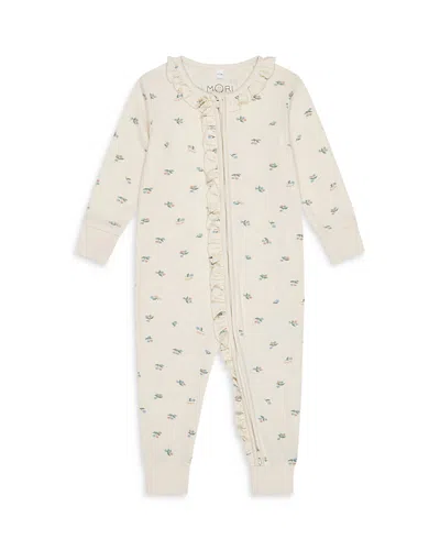 Mori Girls' Ribbed Floral Print Two Way Zip Coverall - Baby In Animal Print
