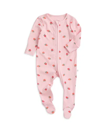 Mori Girls' Strawberry Ribbed Two Way Zip Up Sleepsuit - Baby In Multi