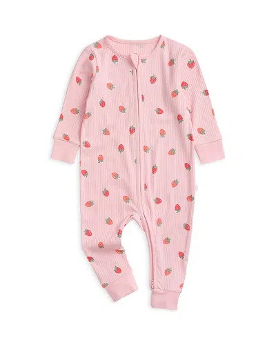 Mori Girls' Strawberry Ribbed Two Way Zip Up Sleepsuit - Baby In Multi