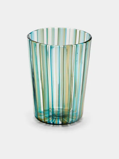 Mori Glass Hand-blown Glass Striped Tumblers (set Of 4)  Abask Gift Set In Green
