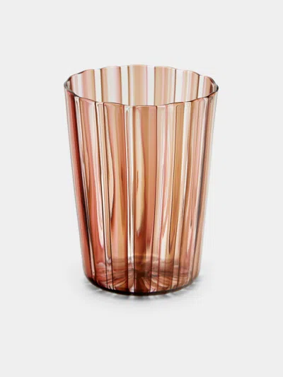 Mori Glass Hand-blown Glass Striped Tumblers (set Of 4)  Abask Gift Set In Brown