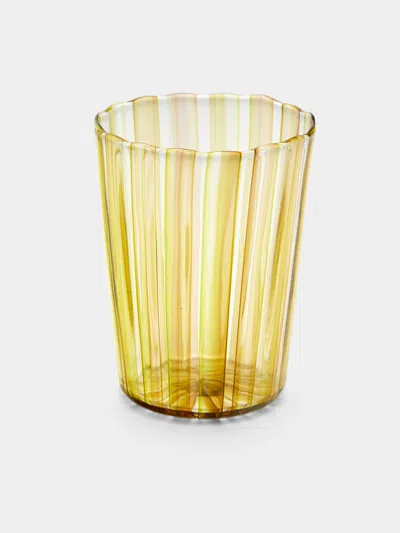 Mori Glass Hand-blown Glass Striped Tumblers (set Of 4)  Abask Gift Set In Yellow