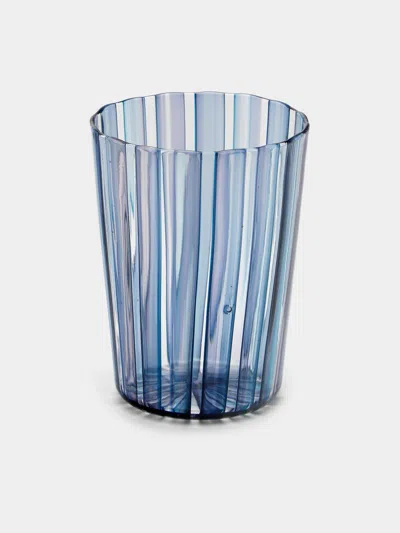 Mori Glass Hand-blown Glass Striped Tumblers (set Of 4)  Abask Gift Set In Blue