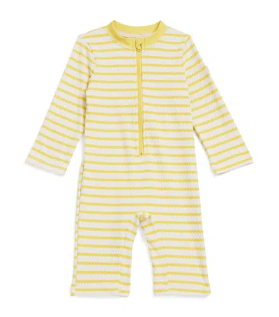 Mori Kids'  Golden Wave Sunsafe Swimsuit In Yellow