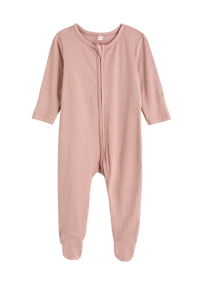 Mori Kids Ribbed Jersey Babygrow In Pink
