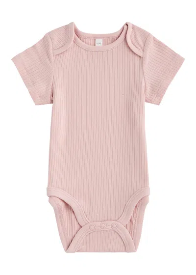 Mori Kids Ribbed Jersey Babygrow In Pink