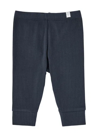 Mori Kids Ribbed Stretch-jersey Leggings In Navy