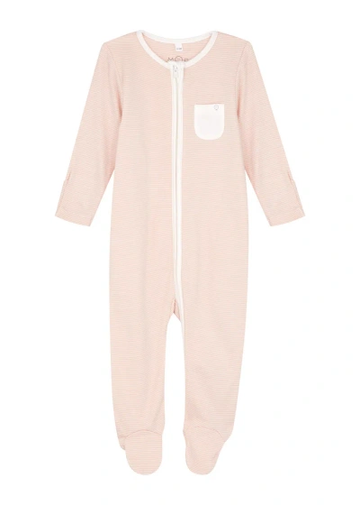 Mori Kids Striped Jersey Babygrow In Pink