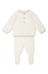 Mori Knit Cardigan & Footed Leggings Set In Cream
