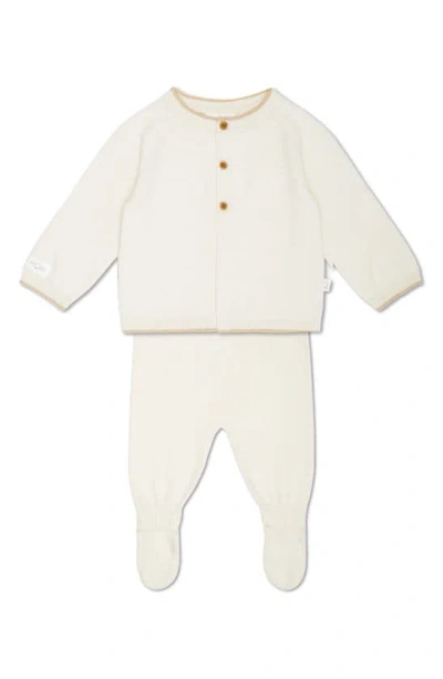 Mori Babies'  Knit Cardigan & Footed Leggings Set In Cream