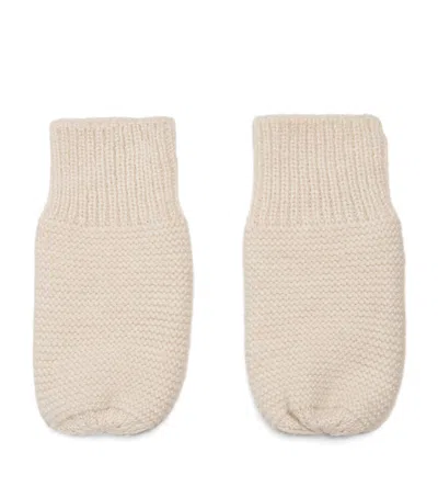 Mori Kids' Knitted Contrast-stripe Mittens In Neutral