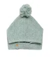Mori Knitted Pompom Bonnet In Green