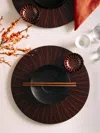 Mori Kougei Ebony Wood Circular Placemats (set Of 2)  Abask Gift Set
