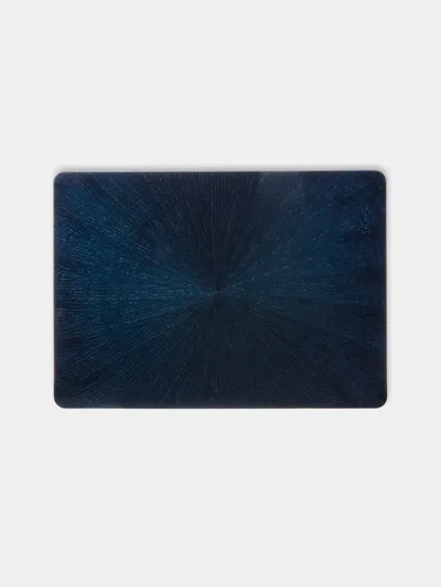 Mori Kougei Indigo-dyed Wood Rectangular Placemats (set Of 2)  Abask Gift Set In Blue