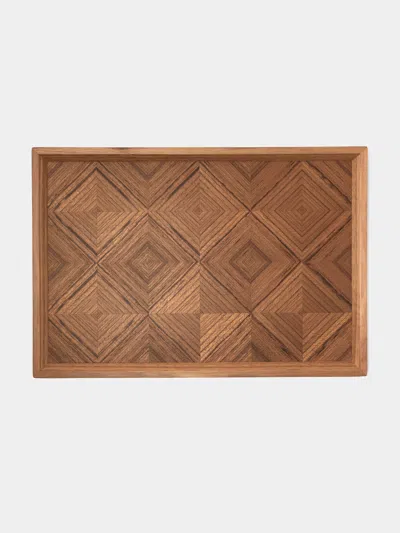 Mori Kougei Poke Marquetry Wood Tray (15in/38.5cm)